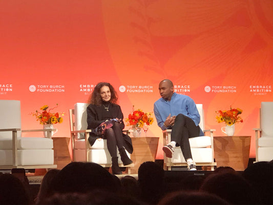 Diane von Furstenberg speaking at the Tory Burch Foundation Embrace Ambition Summit
