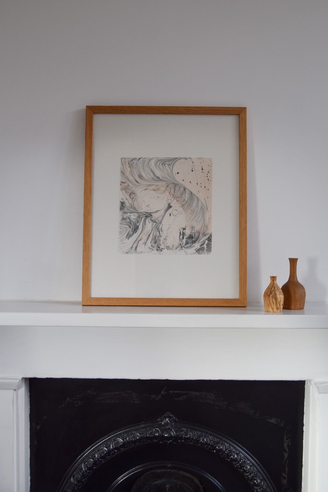 Hand-Marbled Textile Wall Art - Shallows