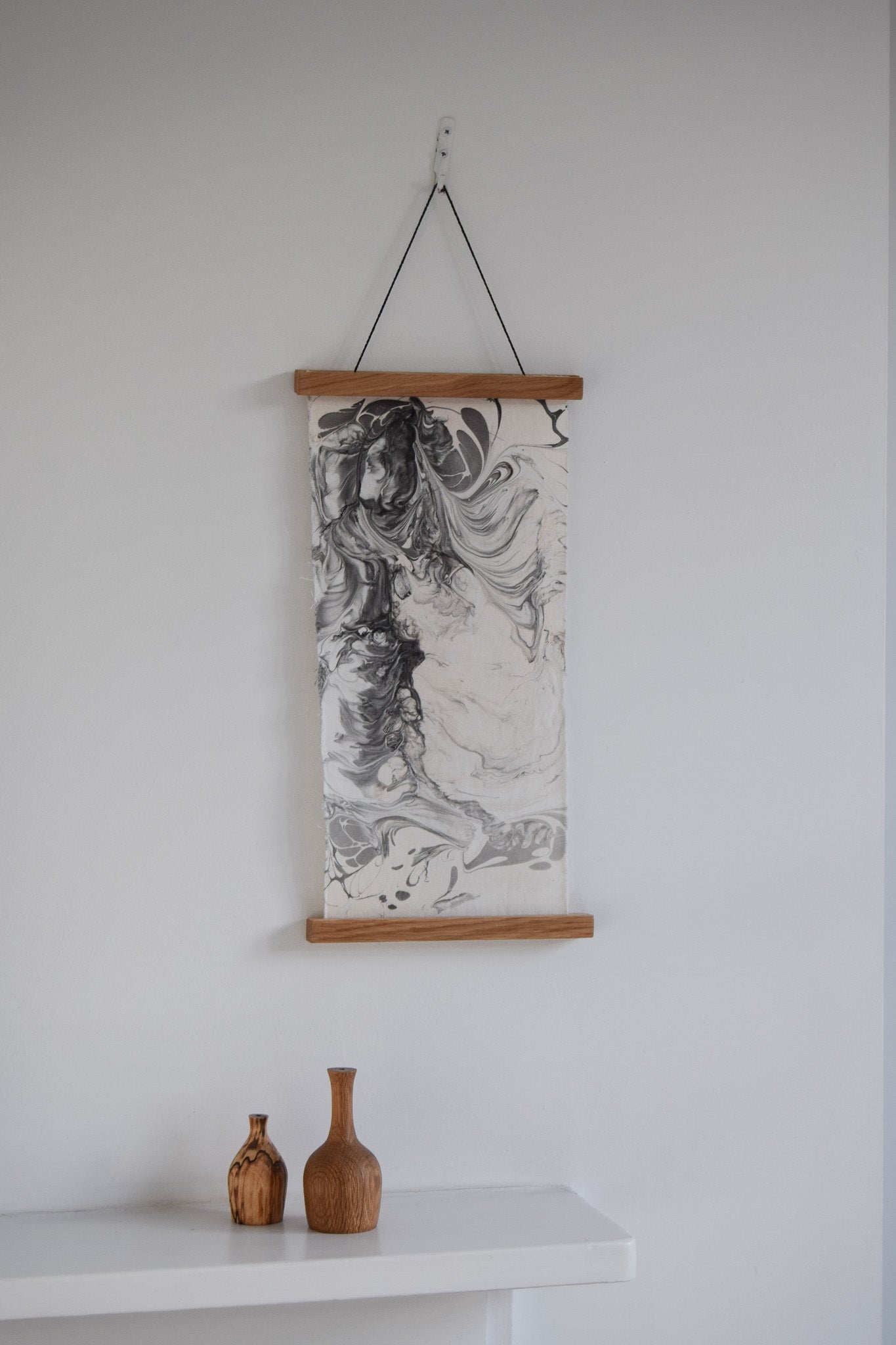 Hand-Marbled Textile Wall Art - Convergence (Tapestry)