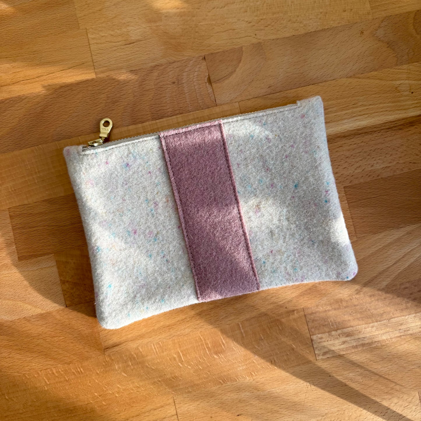 Small Burel Wool Zip Pouch in Confetti