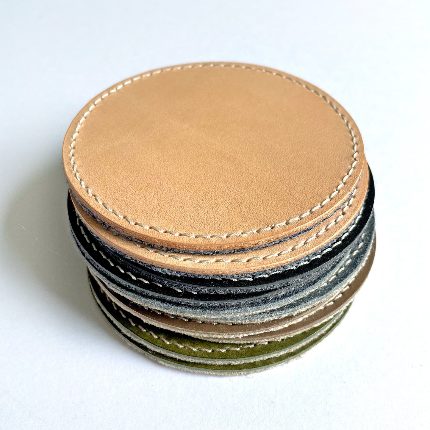 Reversible Leather & Wool Coasters