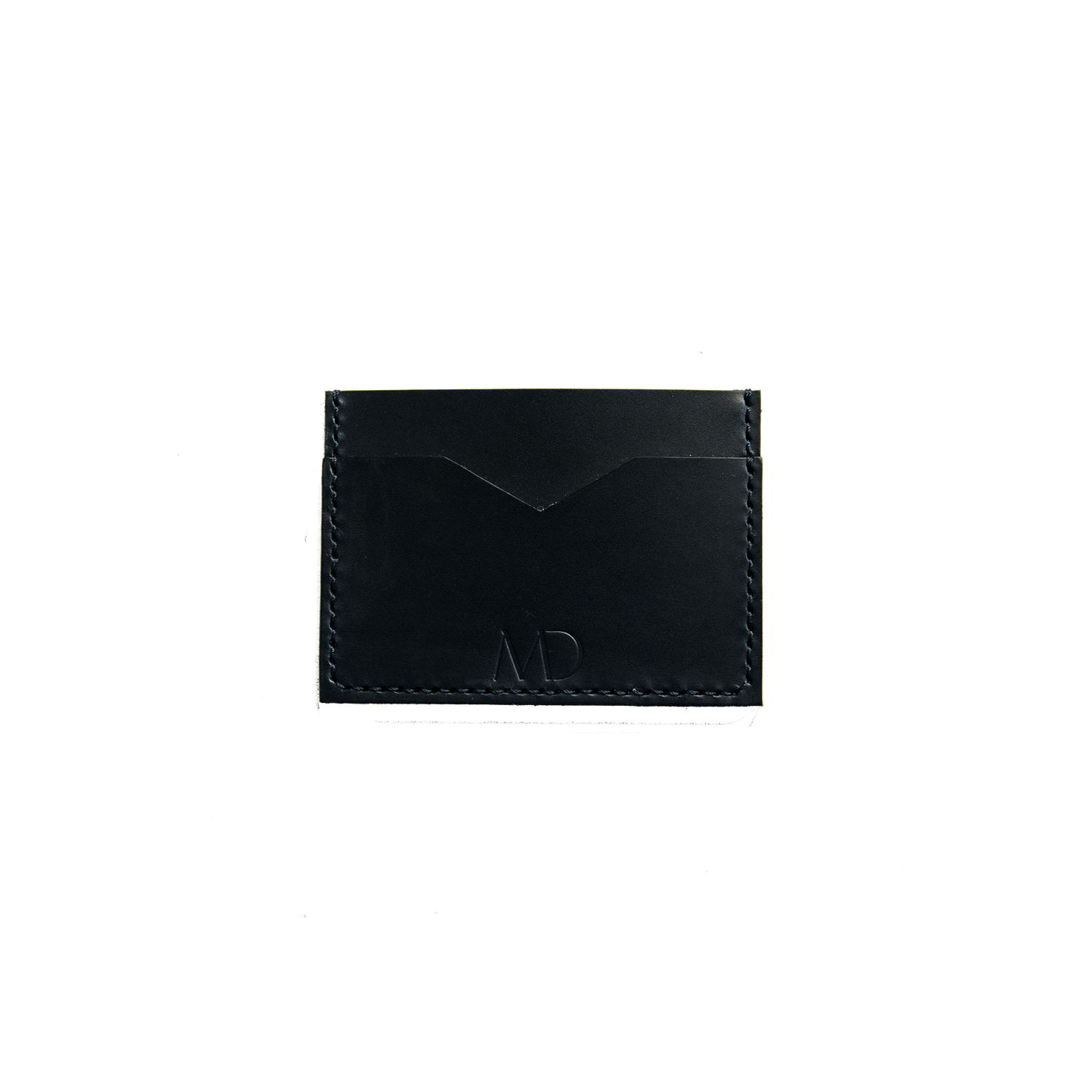 Slim Leather Card Holder in Navy