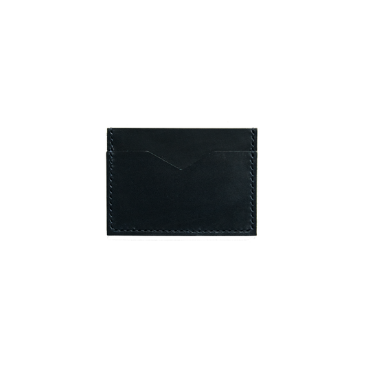 Slim Leather Card Holder in Navy
