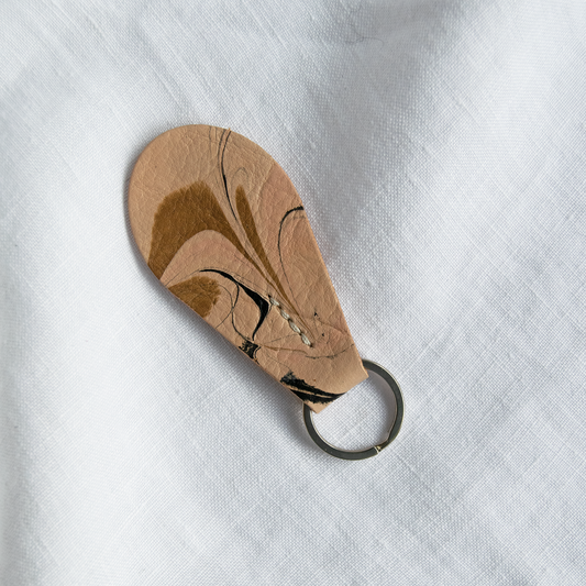 Marbled Leather Teardrop Key Fob - Brown, Blush, Black