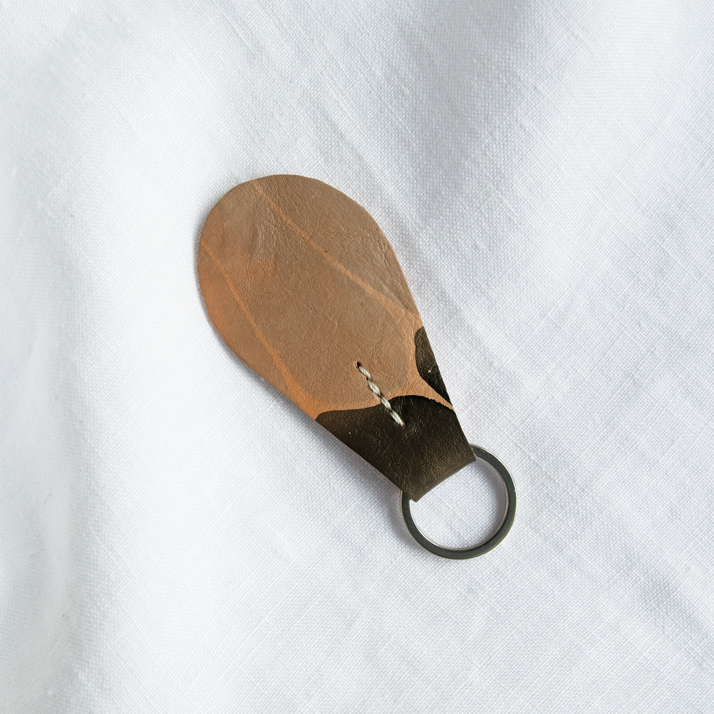 Marbled Leather Teardrop Key Fob - Dusty Blue