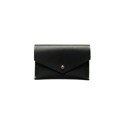 Geometric Leather Card Holder in Black