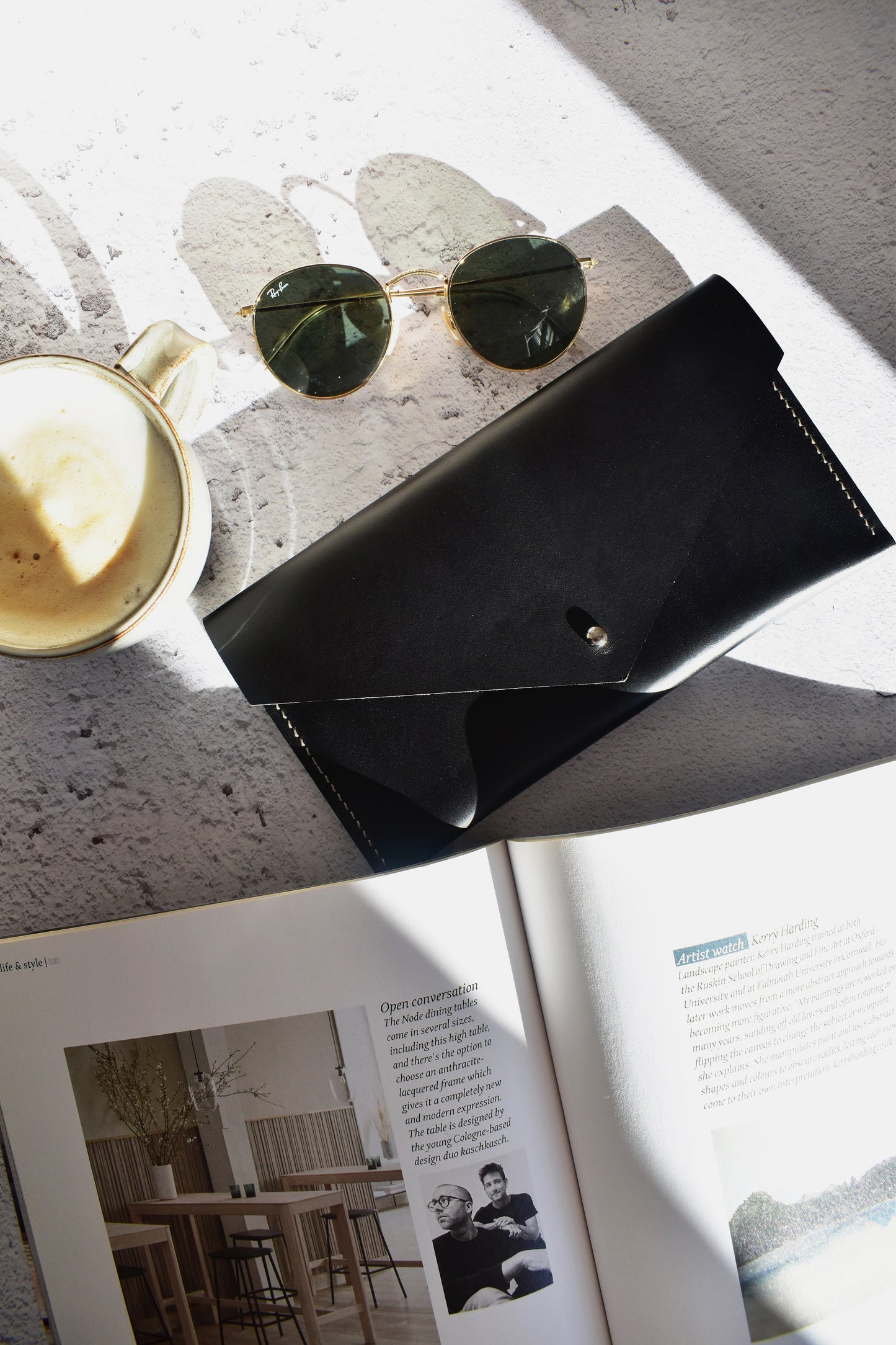 Clutch Wallet in Black & Sand