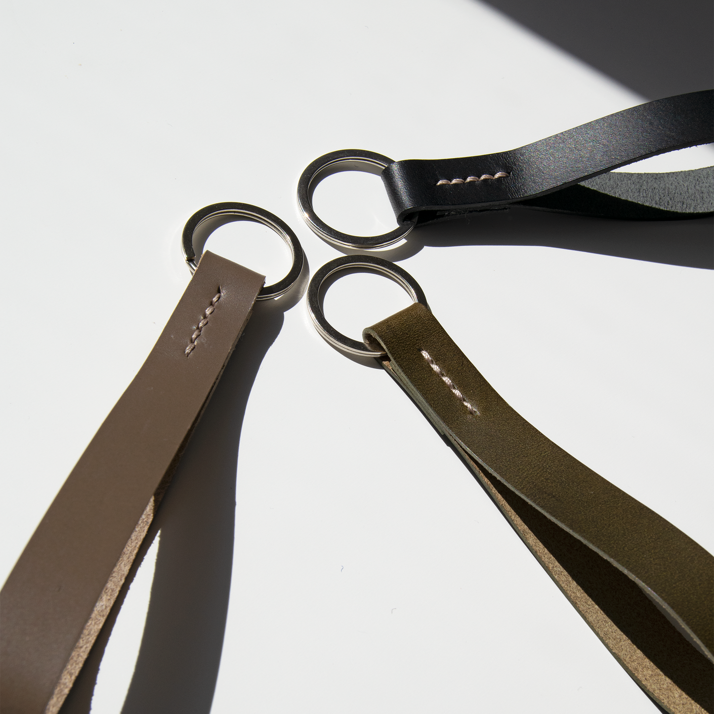 Leather Key Fob in Taupe