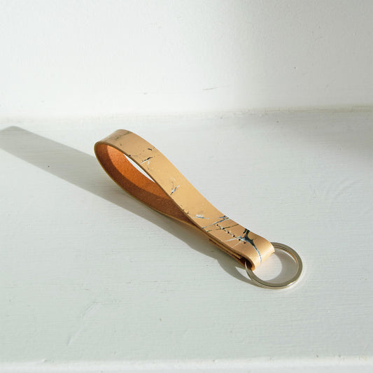 Marbled Leather Key Fob - Navy, Olive, Black & White