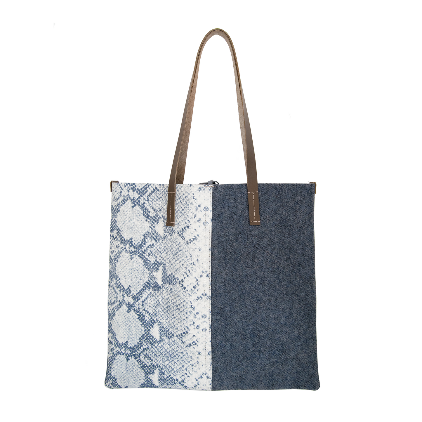 One-of-a-Kind Snake Print Leather & Wool Bag