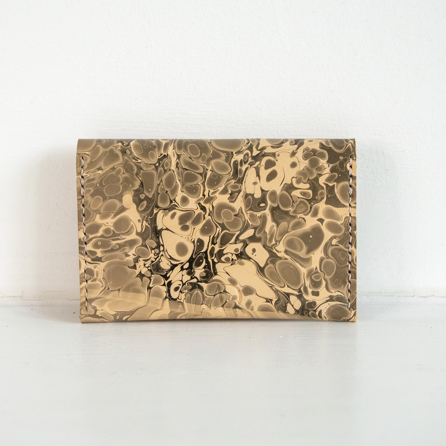 Marbled Leather Card Holder - Black Tortoise Shell