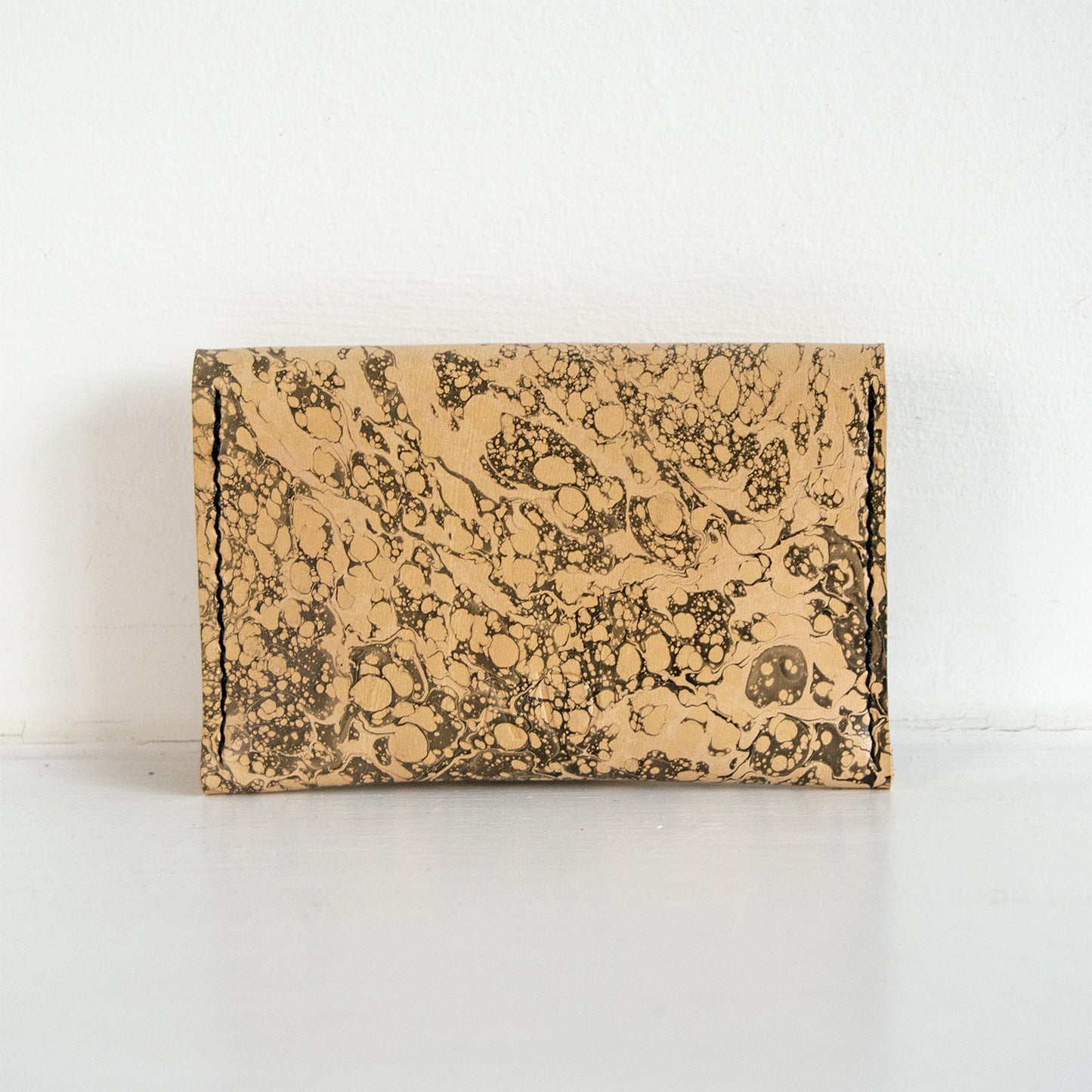 Marbled Leather Card Holder - Black & White Foam