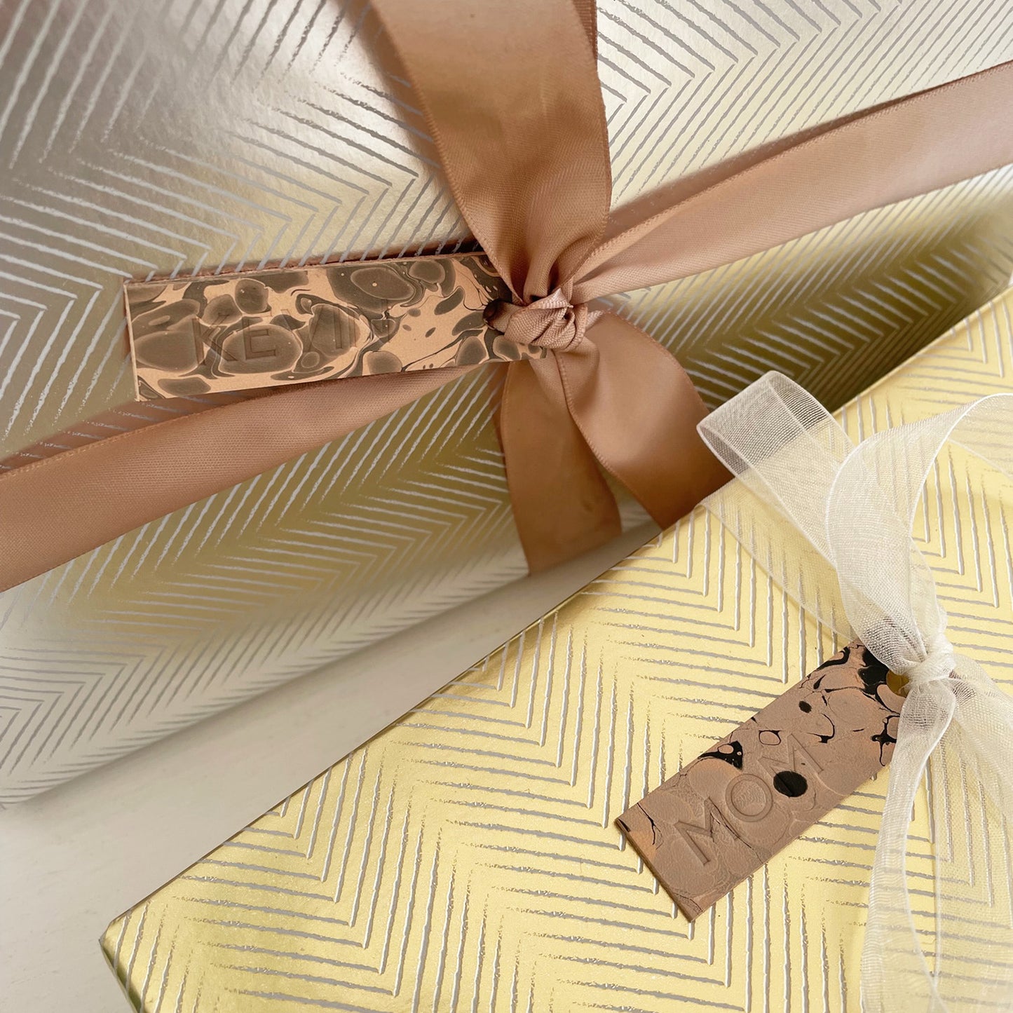 Marbled Leather Gift Tags, Set of 3