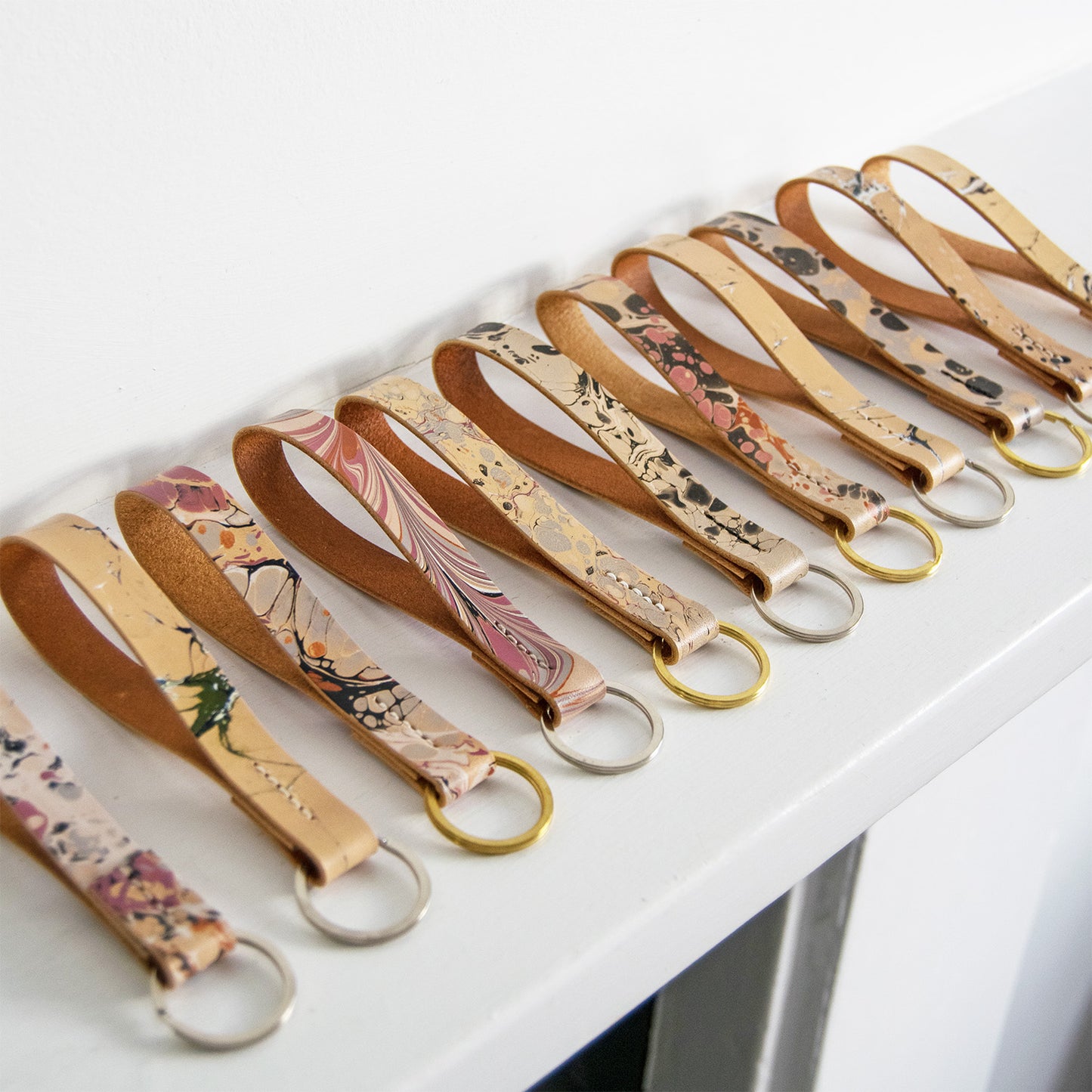 Marbled Leather Key Fob - Multi-Color