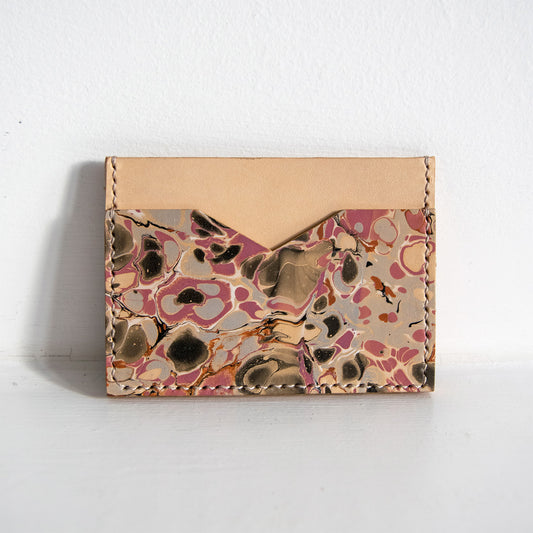Marbled Slim Leather Card Holder - Multi-Color Pebble