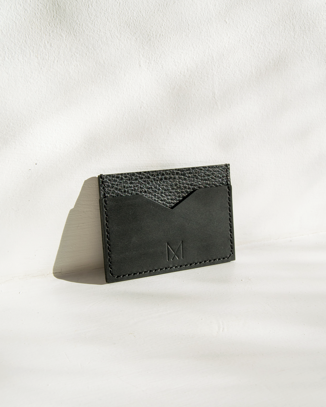 Slim Leather Card Holder in Midnight