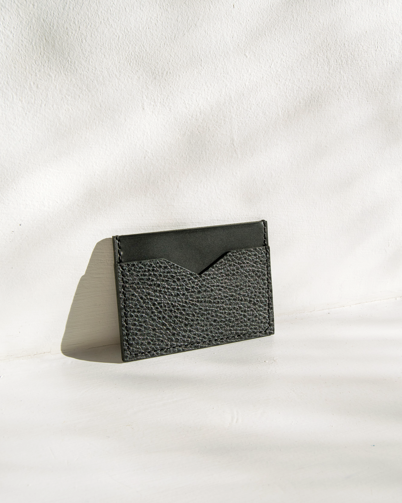 Slim Leather Card Holder in Midnight