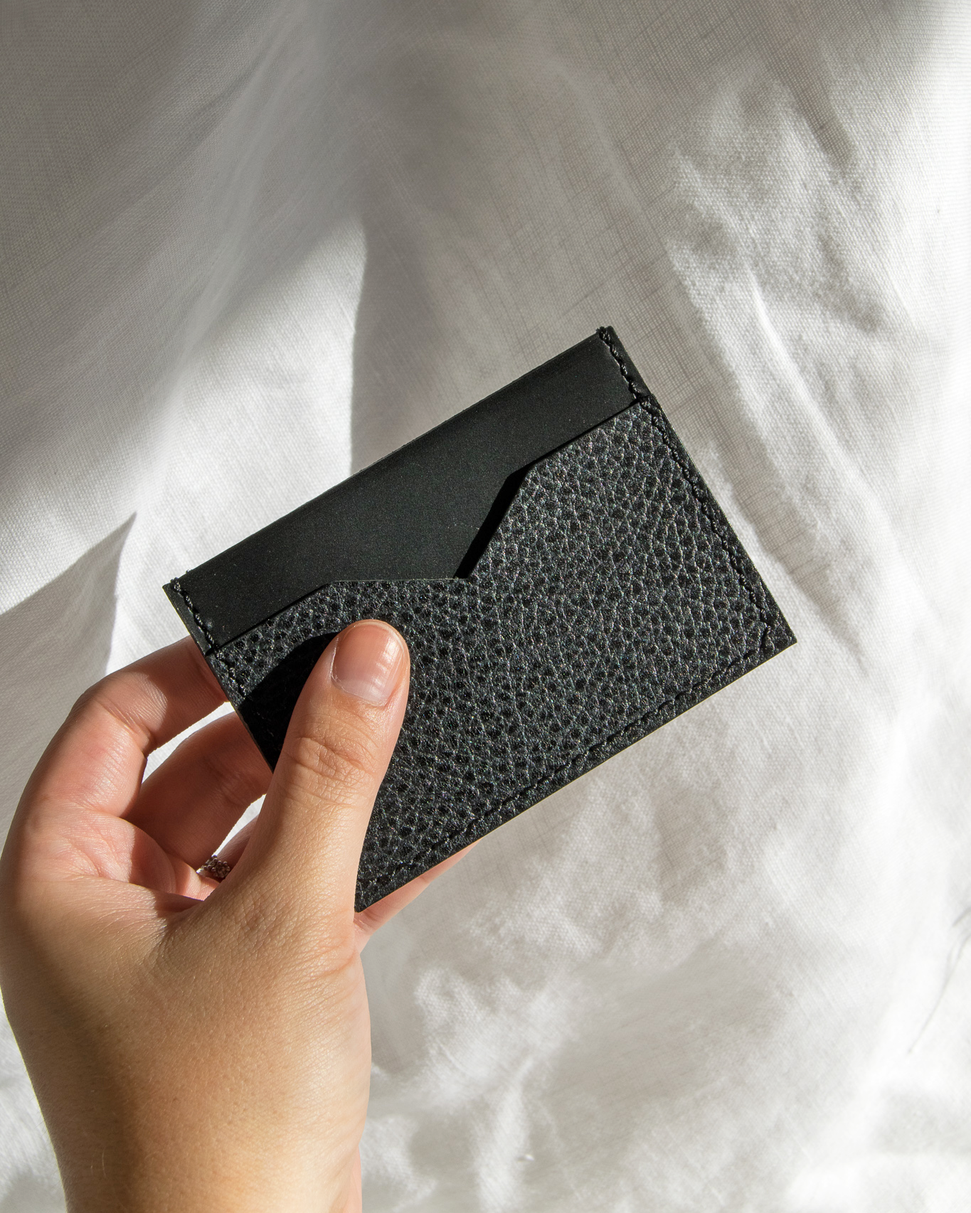 Slim Leather Card Holder in Midnight