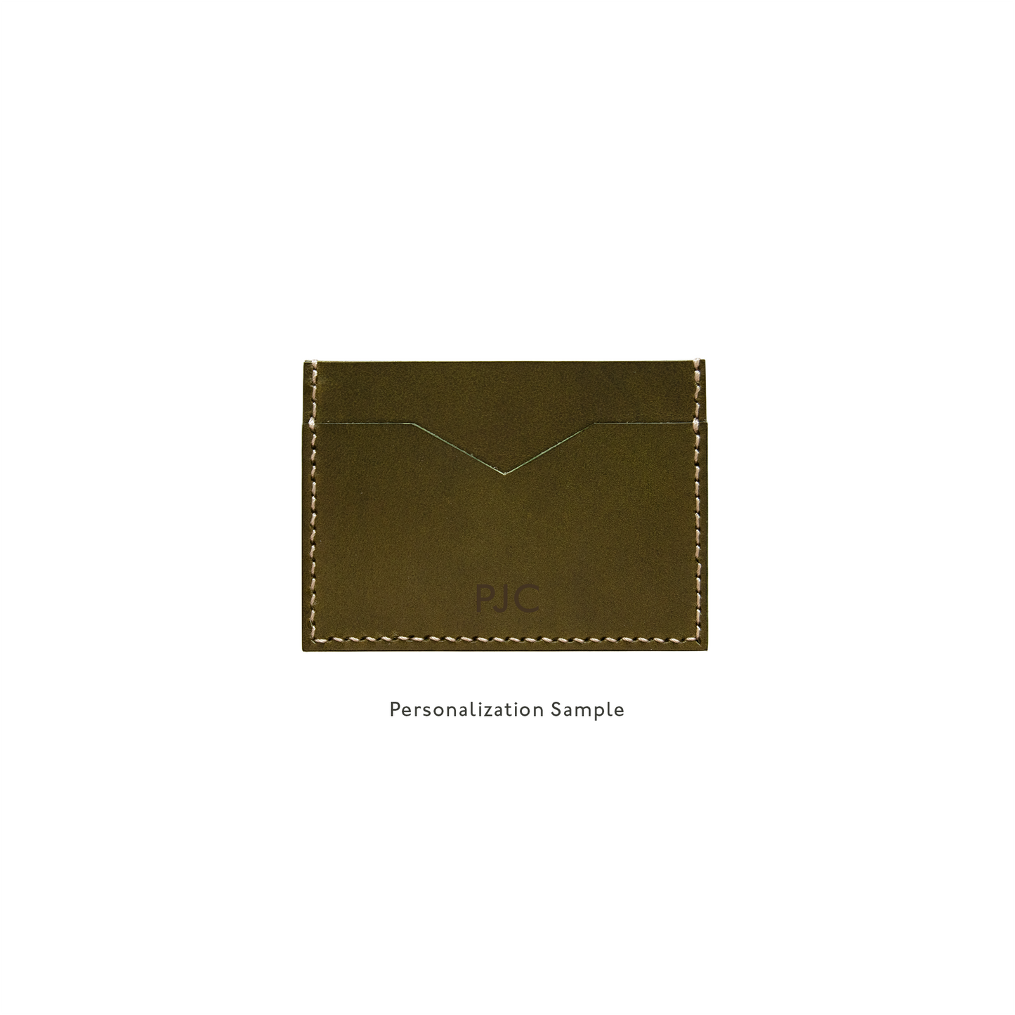 Slim Leather Card Holder in Olive Green