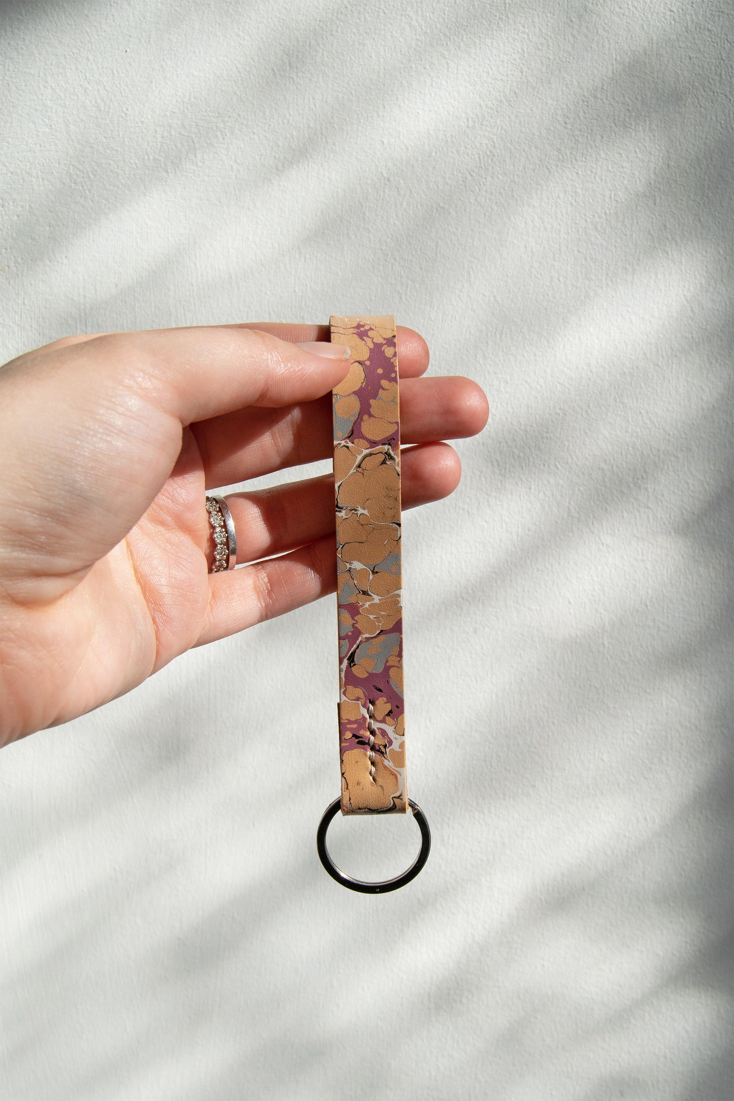 Marbled Leather Key Fob - Multi-Color Splash
