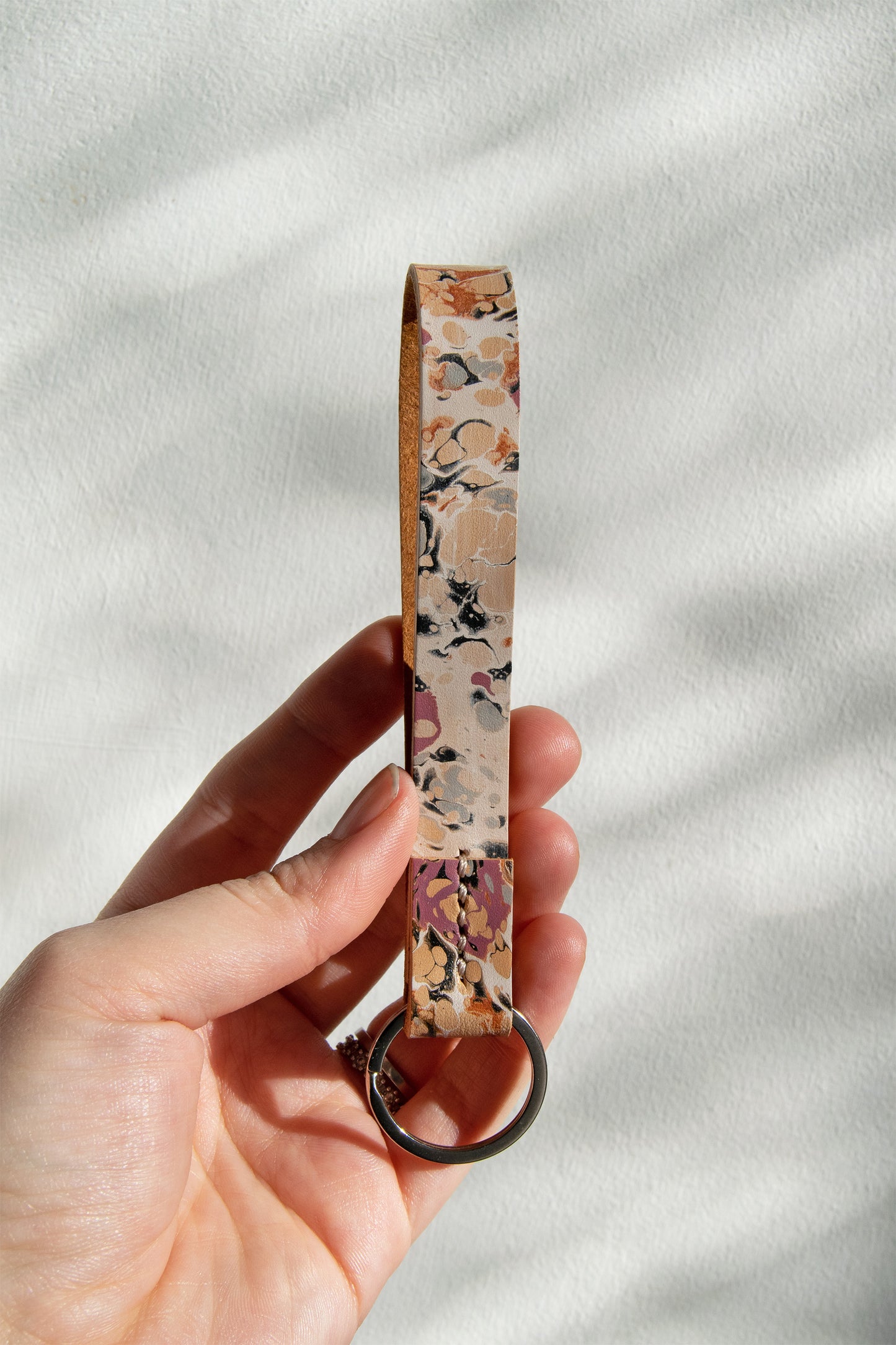 Marbled Leather Key Fob - Multi-Color Splash