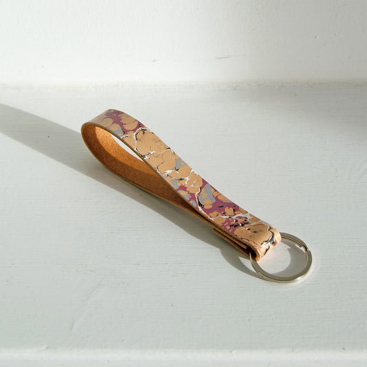 Marbled Leather Key Fob - Multi-Color Splash