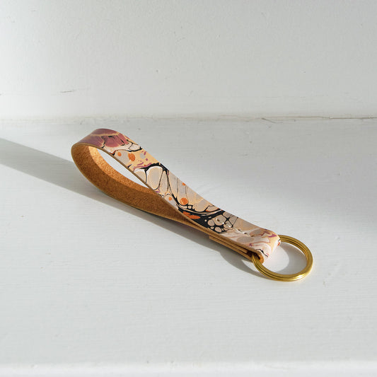 Marbled Leather Key Fob - Multi-Color Stone
