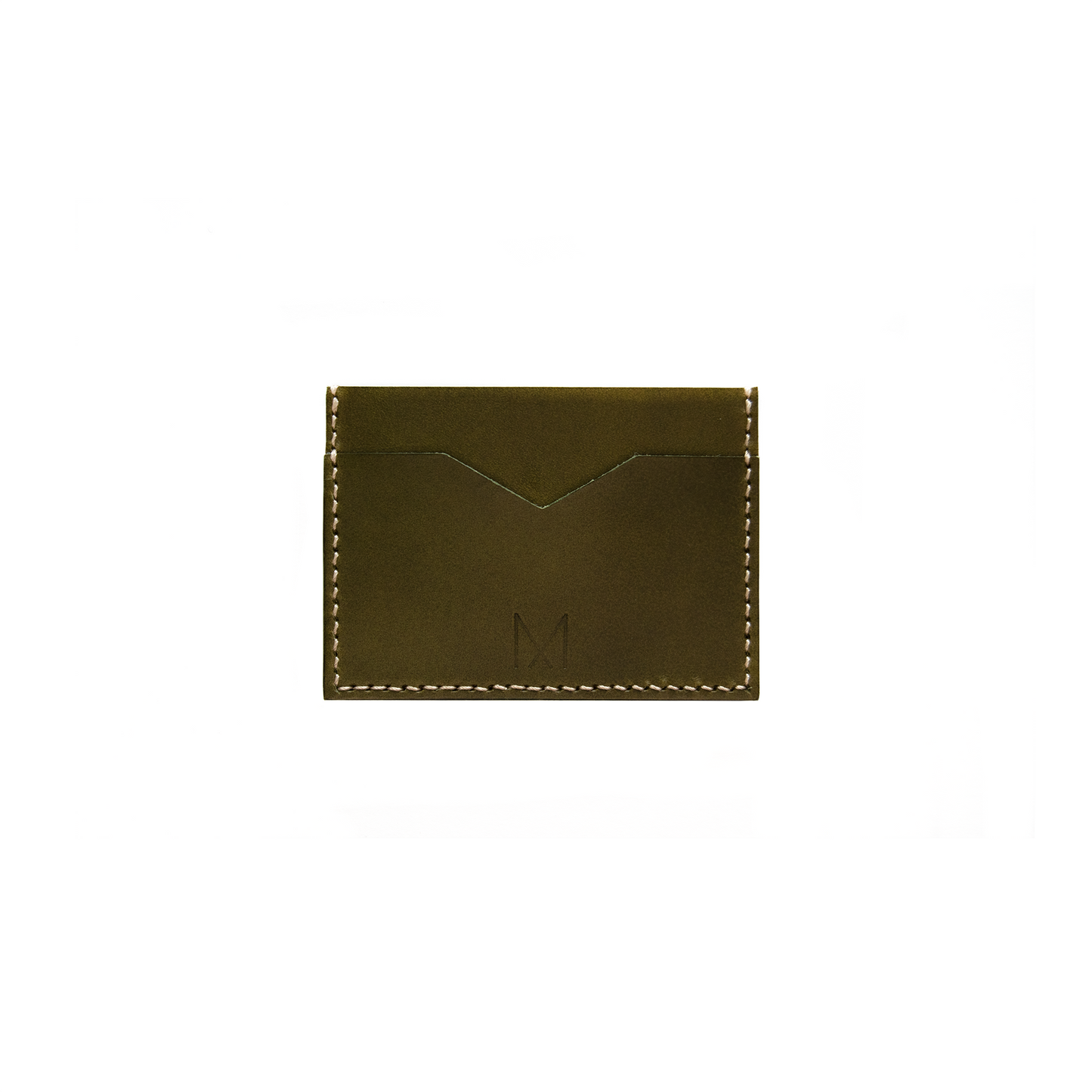 Slim Leather Card Holder in Olive Green