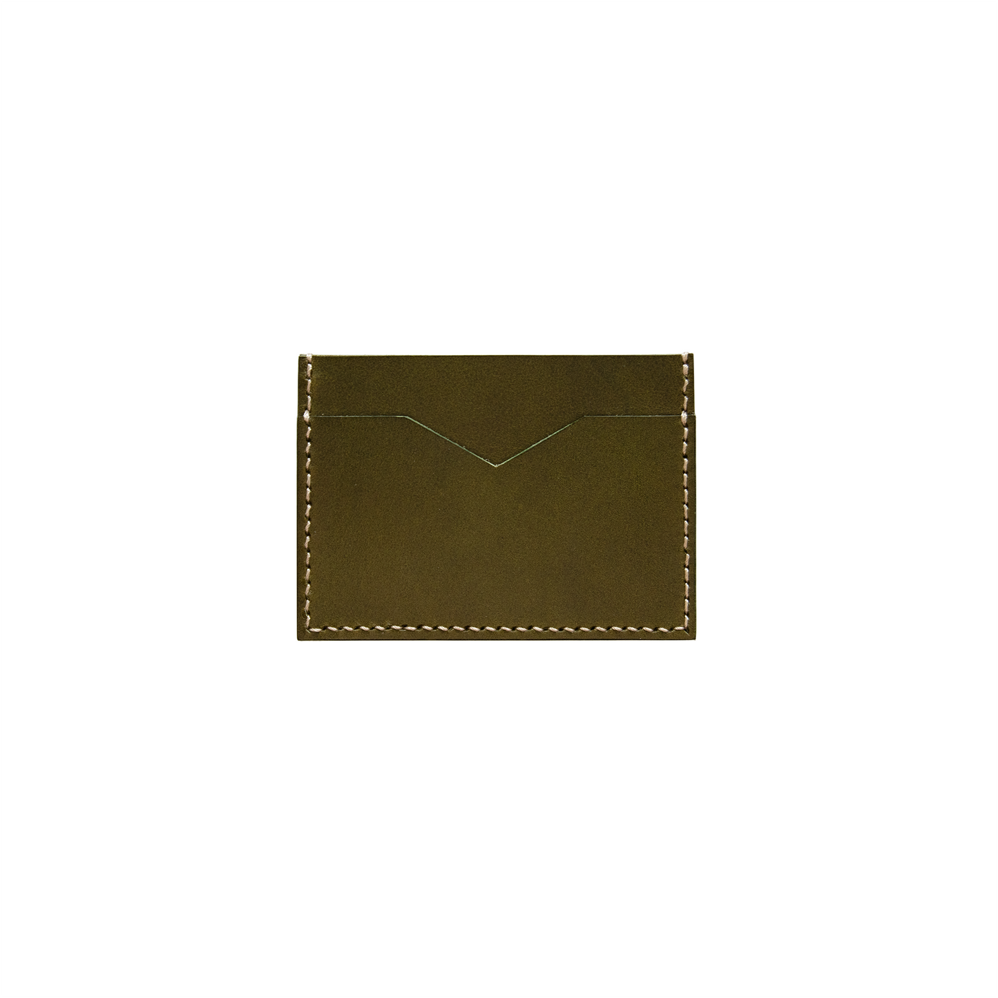 Slim Leather Card Holder in Olive Green