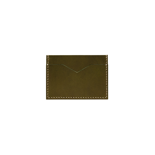 Slim Leather Card Holder in Olive Green