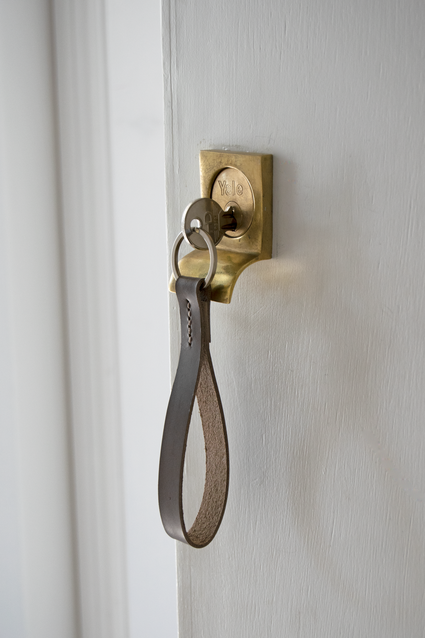 Leather Key Fob in Taupe