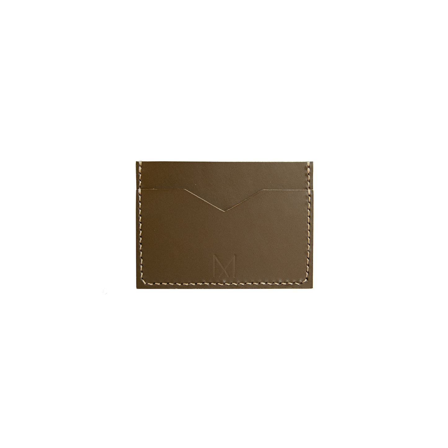 Slim Leather Card Holder in Taupe