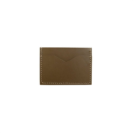 Slim Leather Card Holder in Taupe