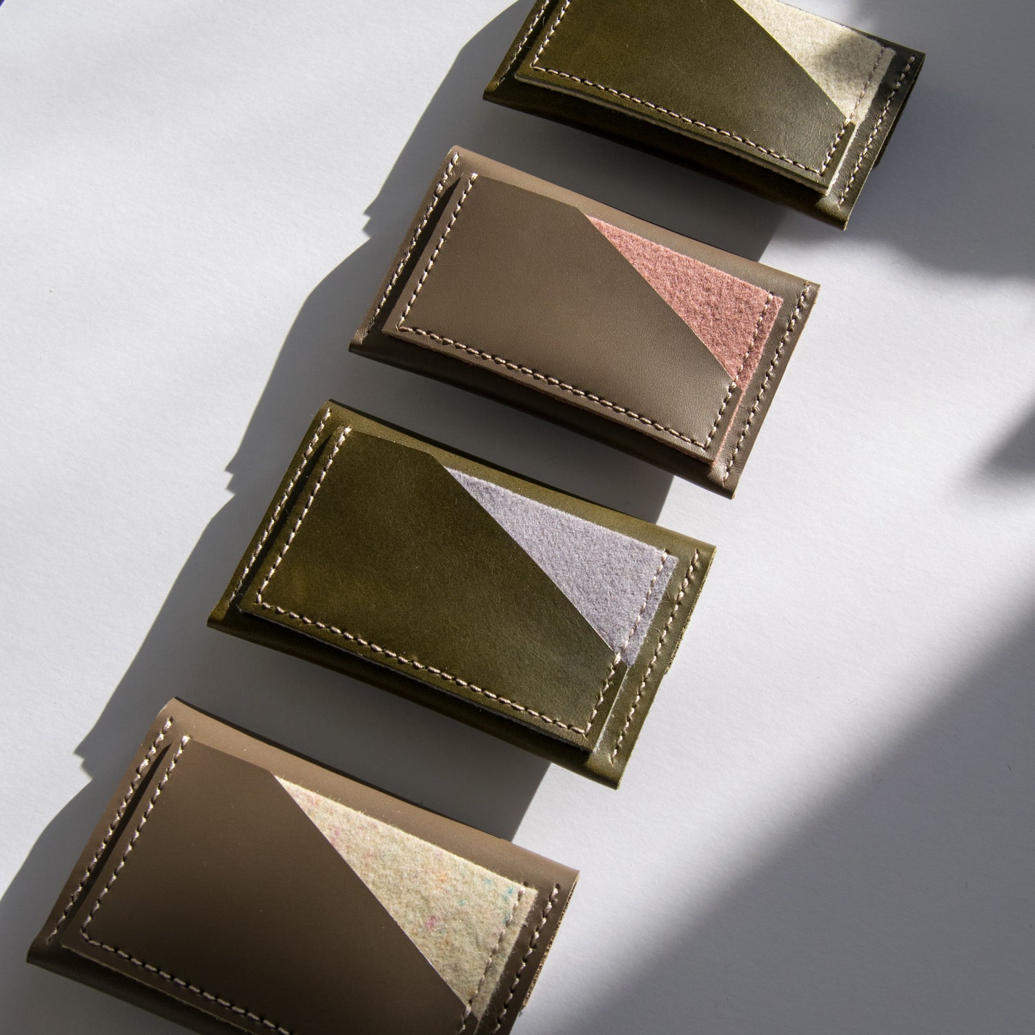 Leather Card Holders with Wool Detail