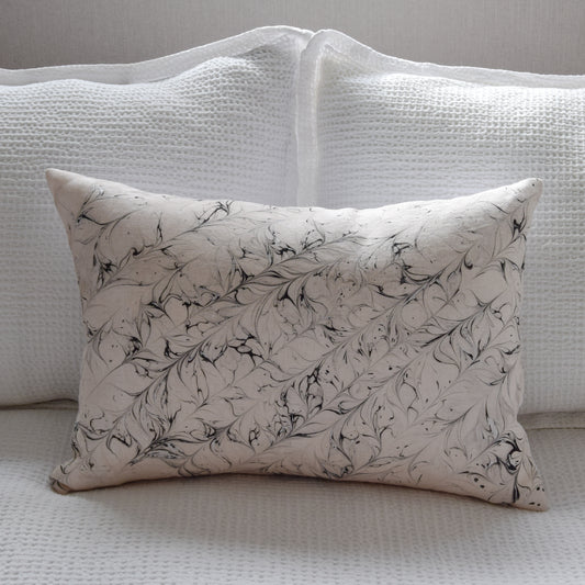 Hand-Marbled Cushion with Insert | Blush with Black Accents