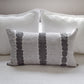Hand-Marbled Cushion with Insert | Dusty Blue & Dark Gray Stripe