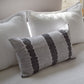 Hand-Marbled Cushion with Insert | Dusty Blue & Dark Gray Stripe