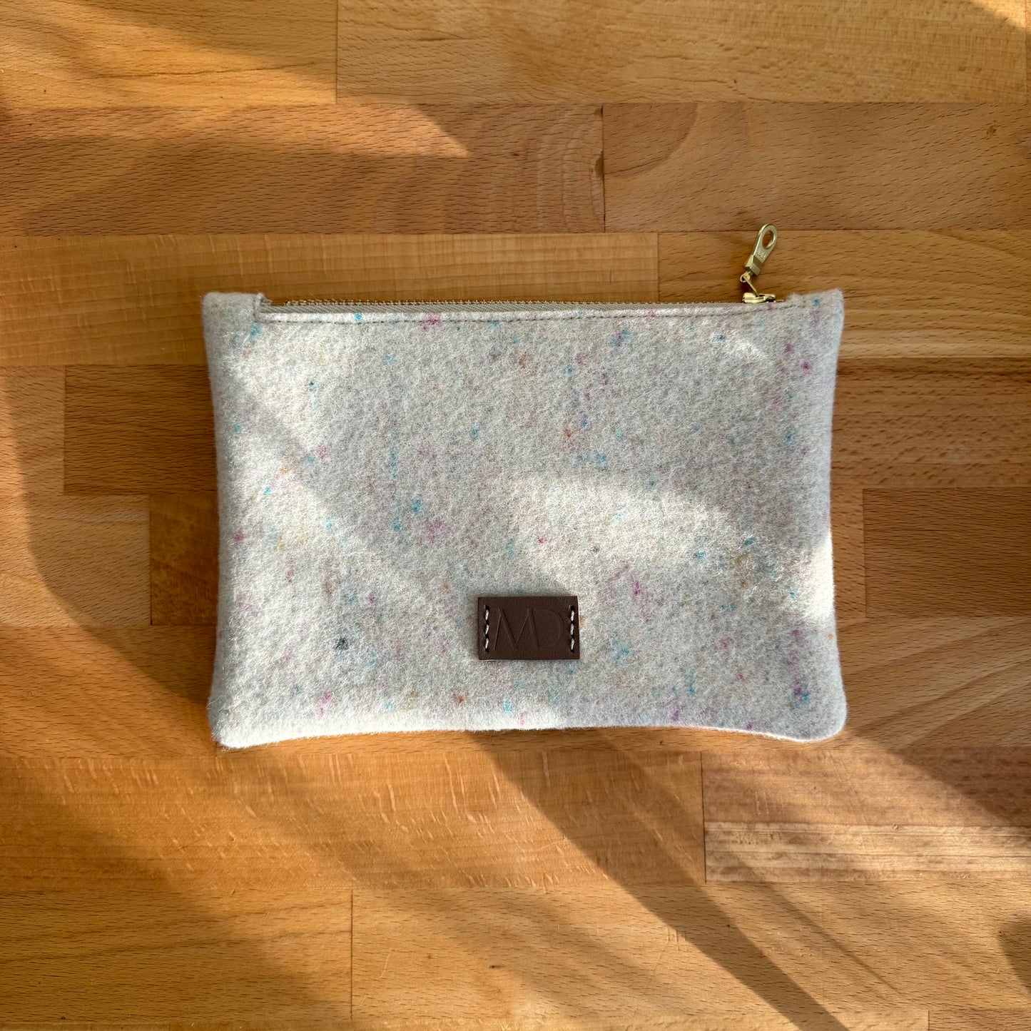 Small Wool Zip Pouch in Confetti