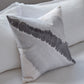 Hand-Marbled Cushion with Insert | Dusty Blue, Dark Gray, Blush Stripe