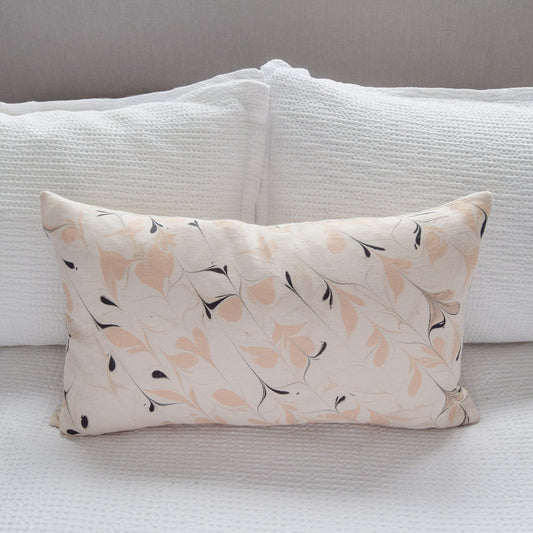 Hand-Marbled Cushion with Insert | Blush Vines