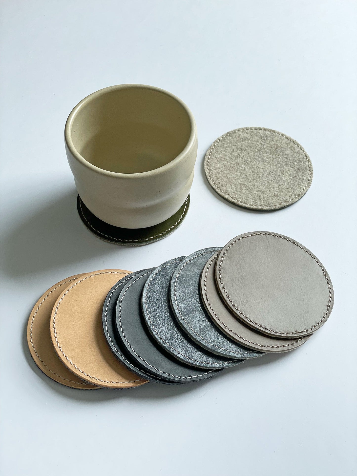 Reversible Leather & Wool Coasters