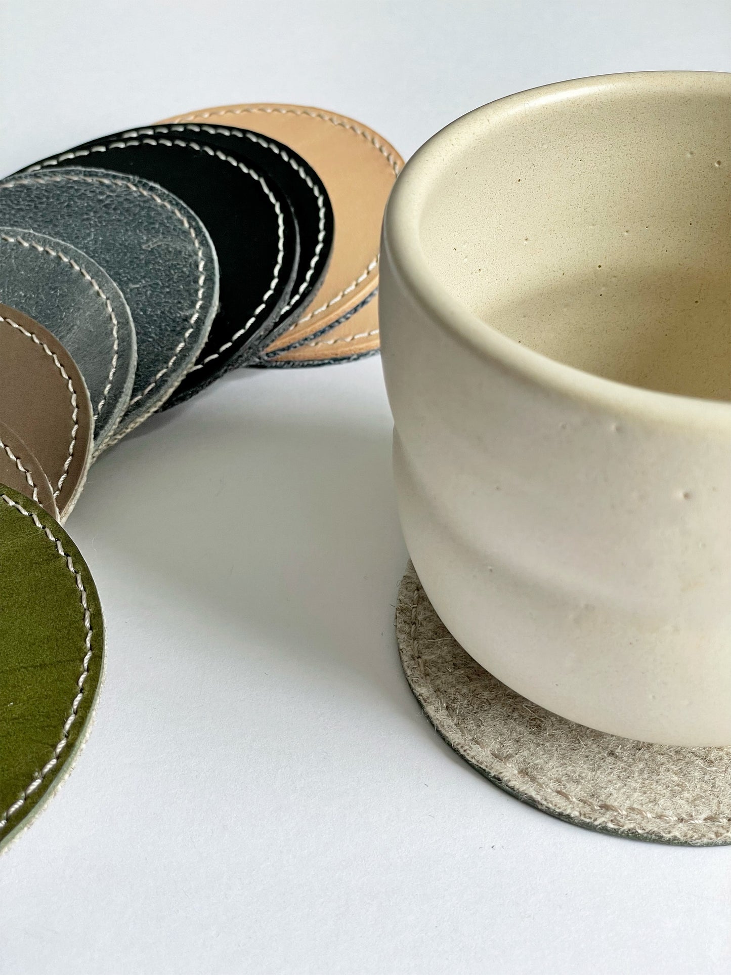 Reversible Leather & Wool Coasters