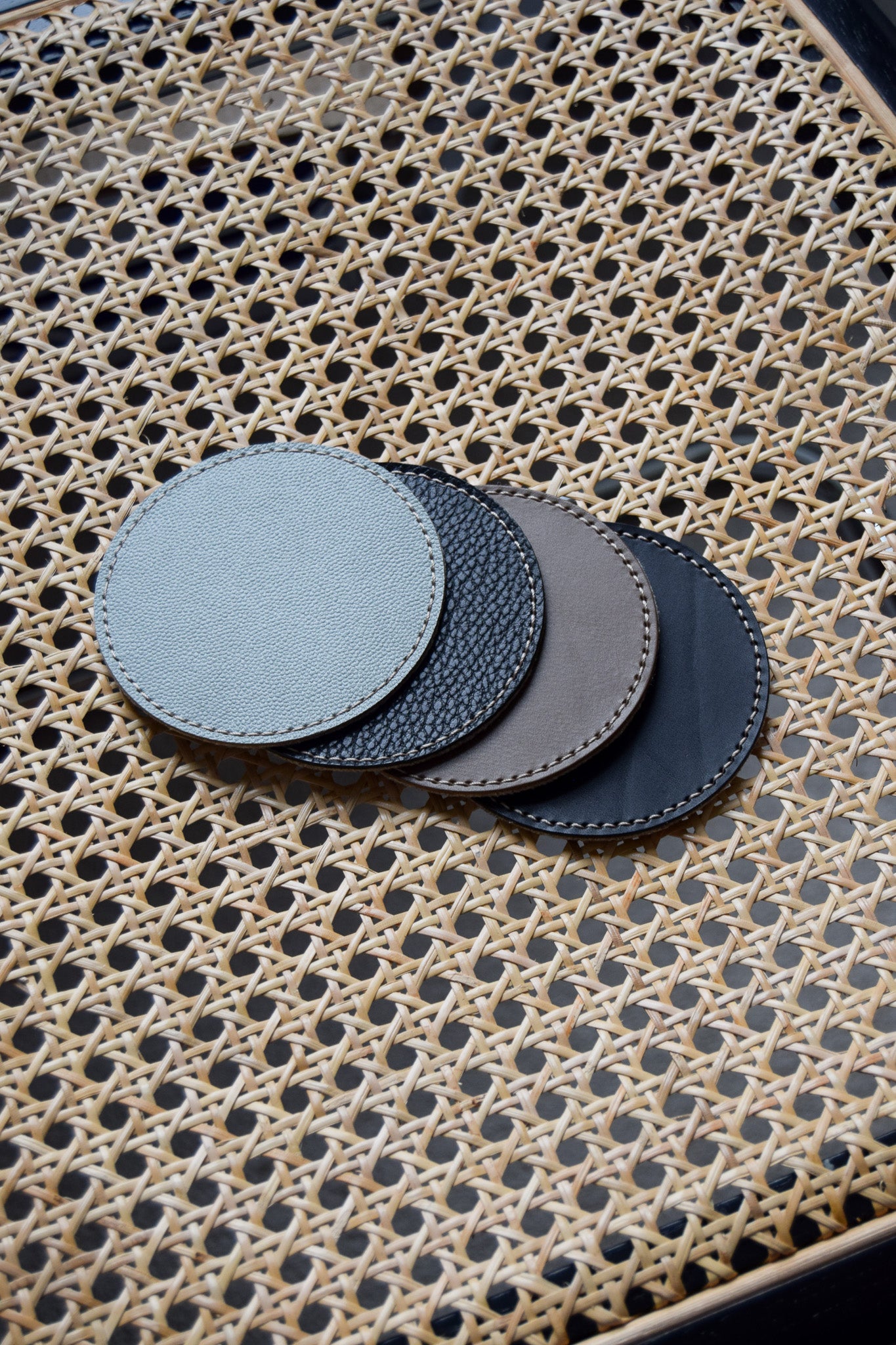 NEW Reversible Leather & Wool Coasters