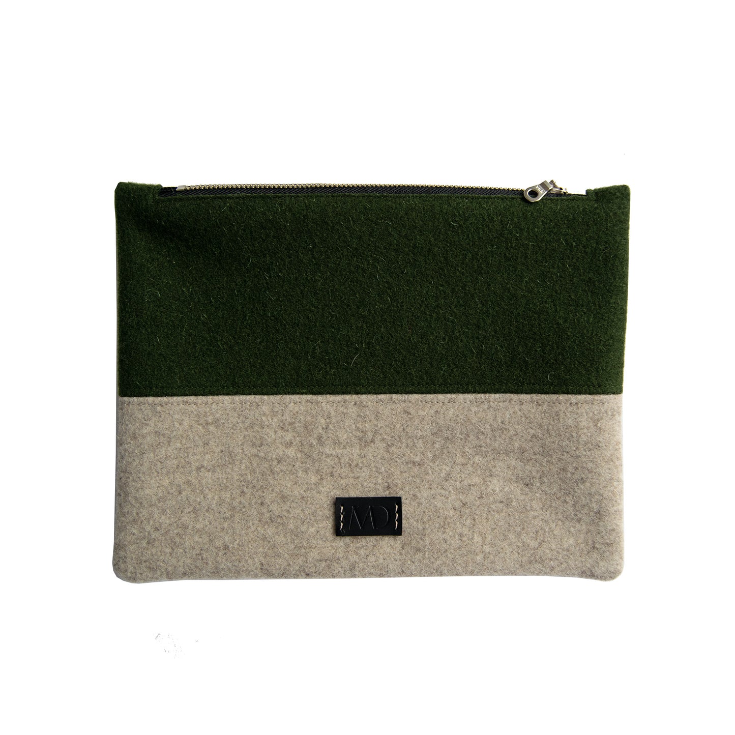 Hunter Green & Sand Wool Zip Pouch