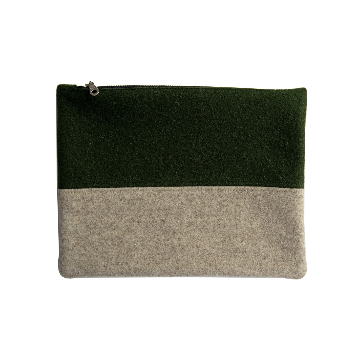 Hunter Green & Sand Wool Zip Pouch