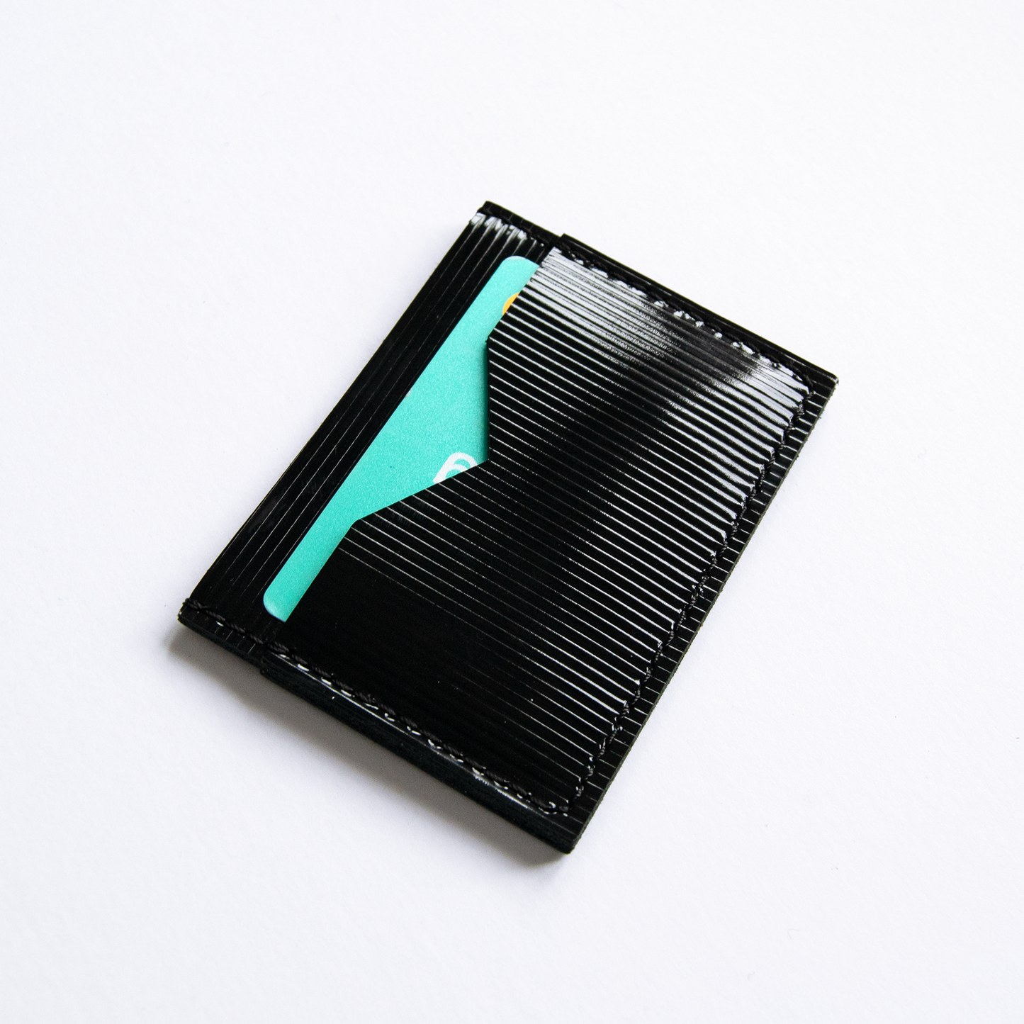 Black Embossed Slim Leather Card Holder