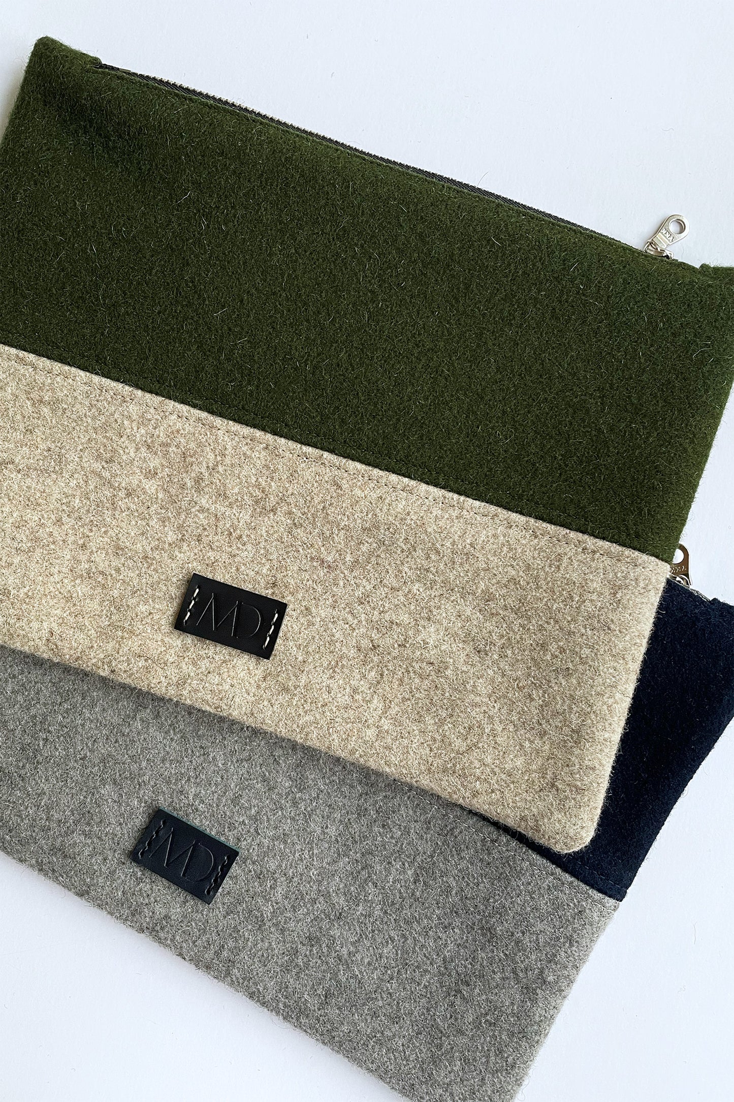 Hunter Green & Sand Wool Zip Pouch