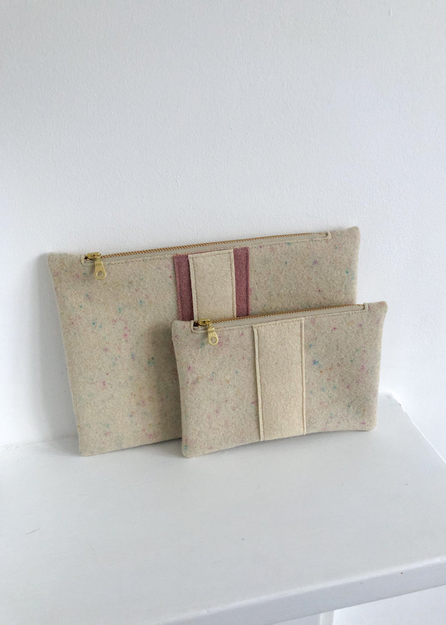 Small Wool Zip Pouch in Confetti