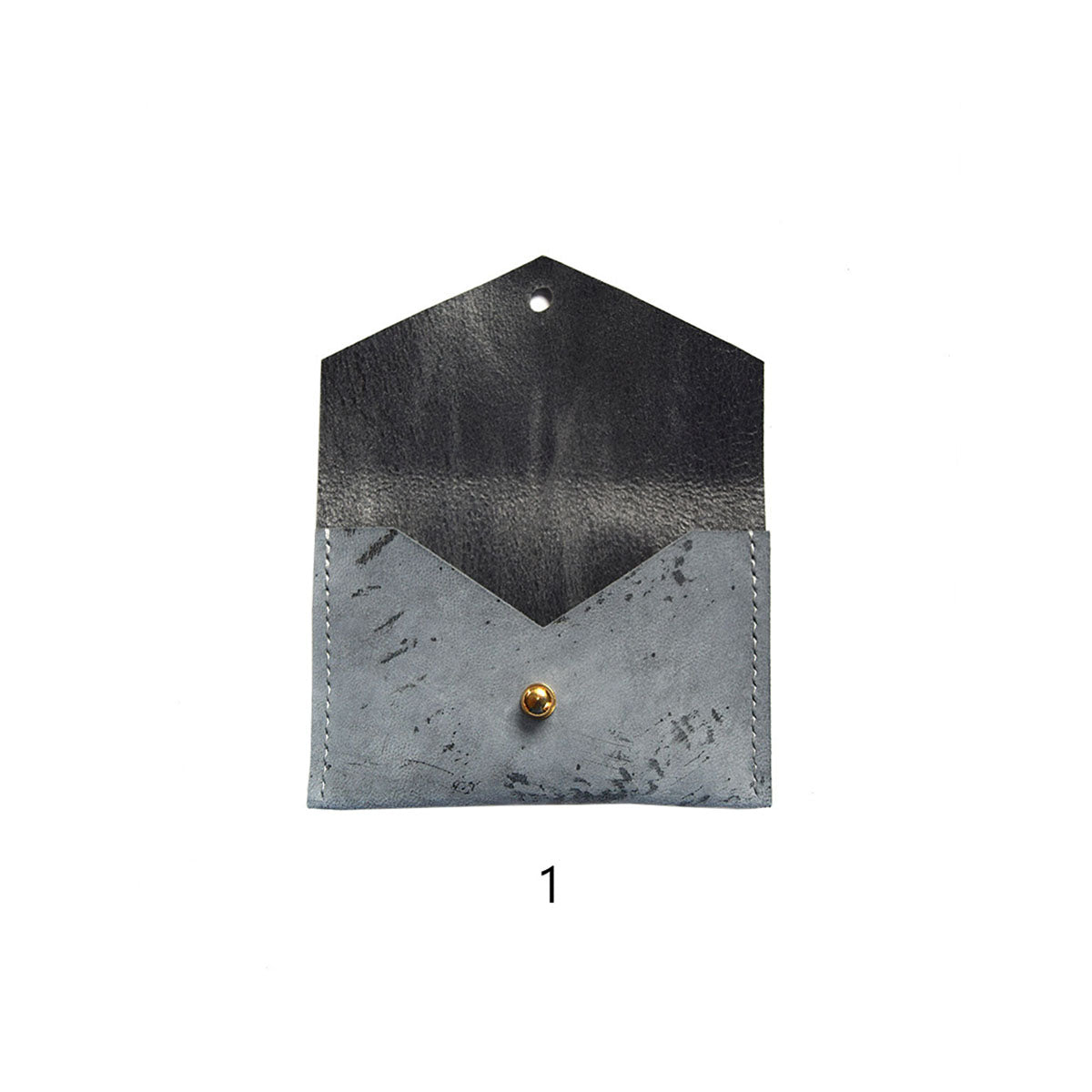 Geometric Leather Card Holder in Blue Splatter