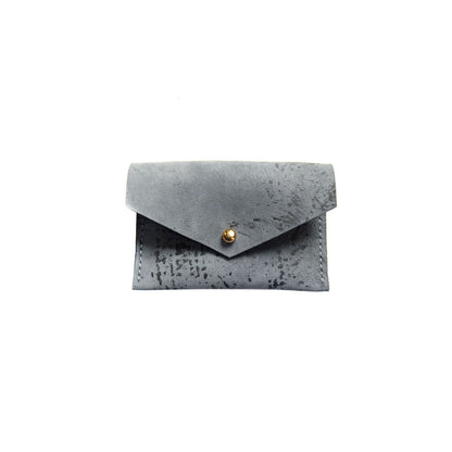 Geometric Leather Card Holder in Blue Splatter
